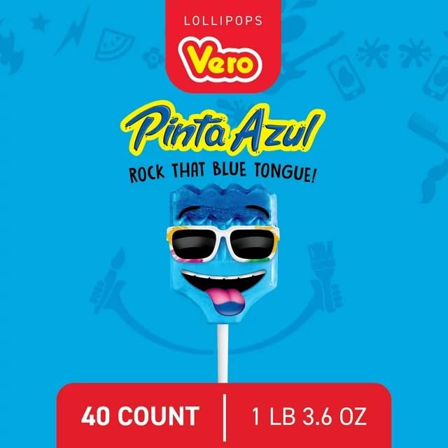 Generic Vero Pinta Azul Fresa Lollipops Paleta Strawberry and Raspberry Flavor (40 count/19.6oz)