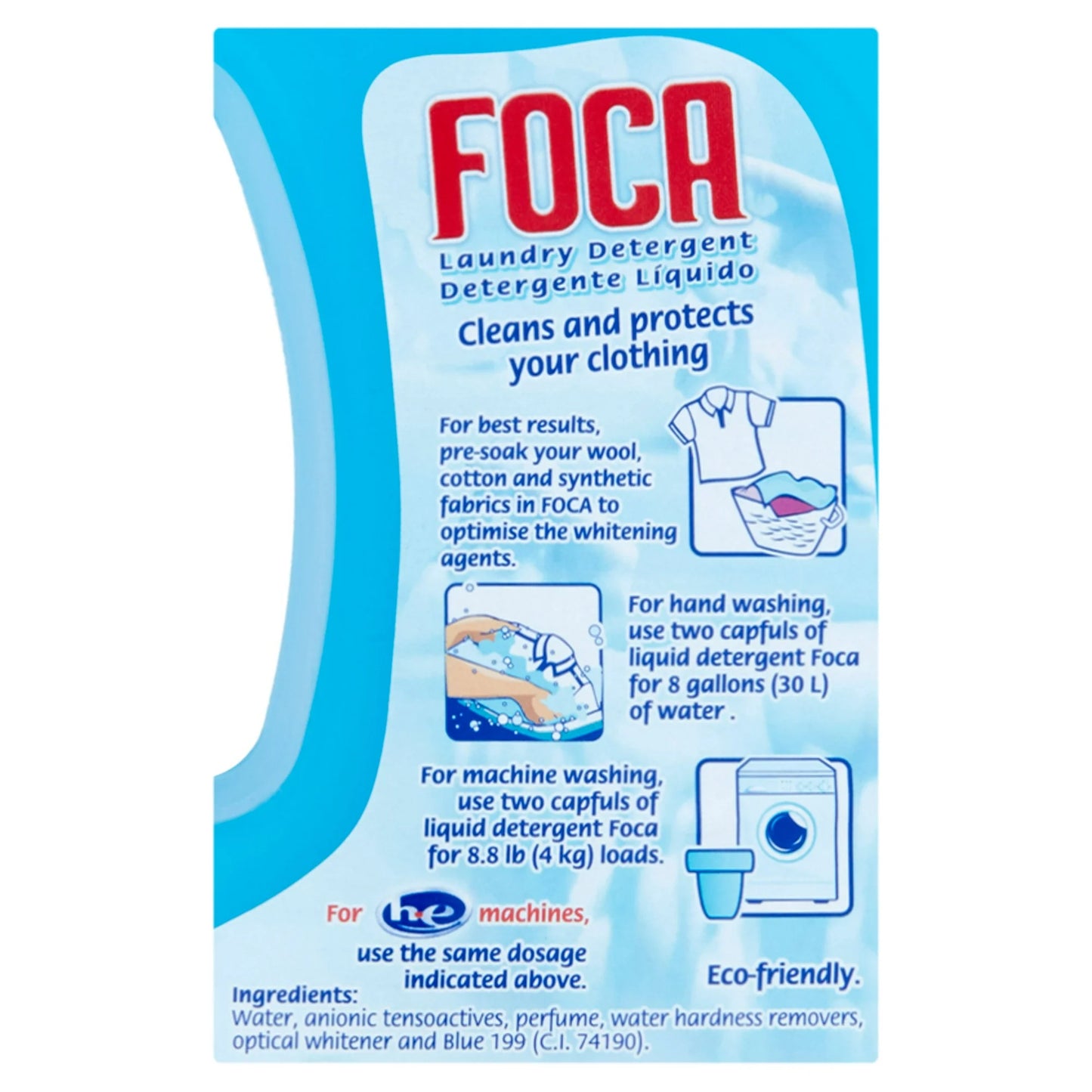 Foca Laundry Detergent, All Ages, Gentle & Effective Formula, Liquid Cleanser with Anionic Tensoactives, 33.81 fl oz