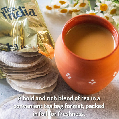 Tea India Premium Red Box Cardamom Chai Tea Flavorful Blend Of Premium Black Tea, Cardamom & Natural Ingredients Traditional Indian Caffeinated Tea 80 Round Tea bags