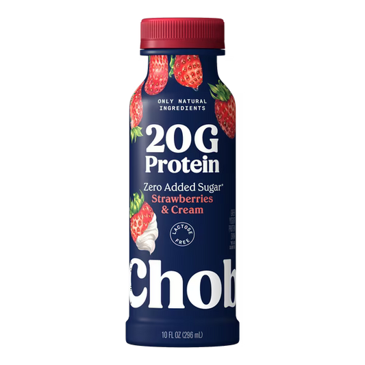 Chobani 20G Protein Low-Fat Greek Yogurt Drink Strawberries & Cream 10 fl oz Bottle