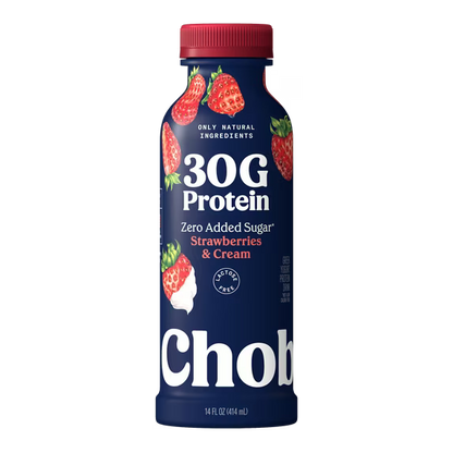 Chobani 30G Protein Low-Fat Greek Yogurt Drink Strawberries & Cream 14 fl oz Bottle