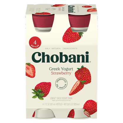Chobani Lowfat Greek Yogurt Drink Strawberry 7 fl oz 4 Pack