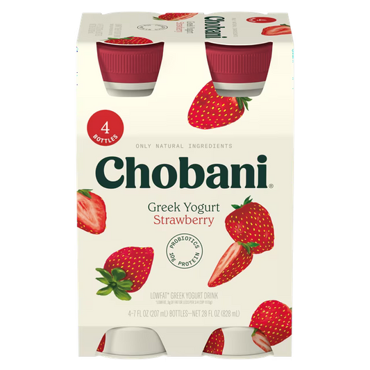 Chobani Lowfat Greek Yogurt Drink Strawberry 7 fl oz 4 Pack