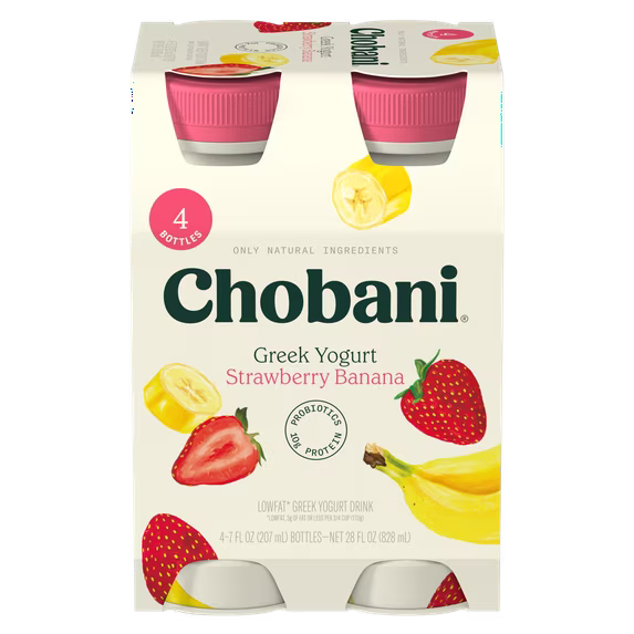Chobani Low-Fat Greek Yogurt Strawberry Banana 7 fl oz 4 Pack