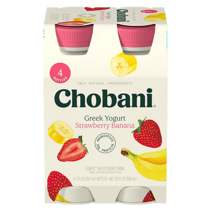 Chobani Low-Fat Greek Yogurt Strawberry Banana 7 fl oz 4 Pack