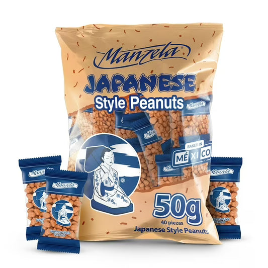 Manzela Japanese-Style Peanuts Bags | Crunchy Oven-Baked | Japanese Nuts, 40 packs of 50 Gr, 1-Pack