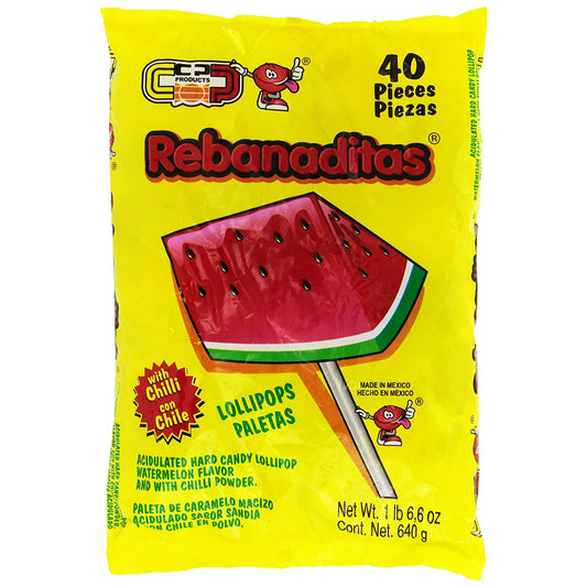 Rebanaditas Watermelon Lollipop with Chile 40ct