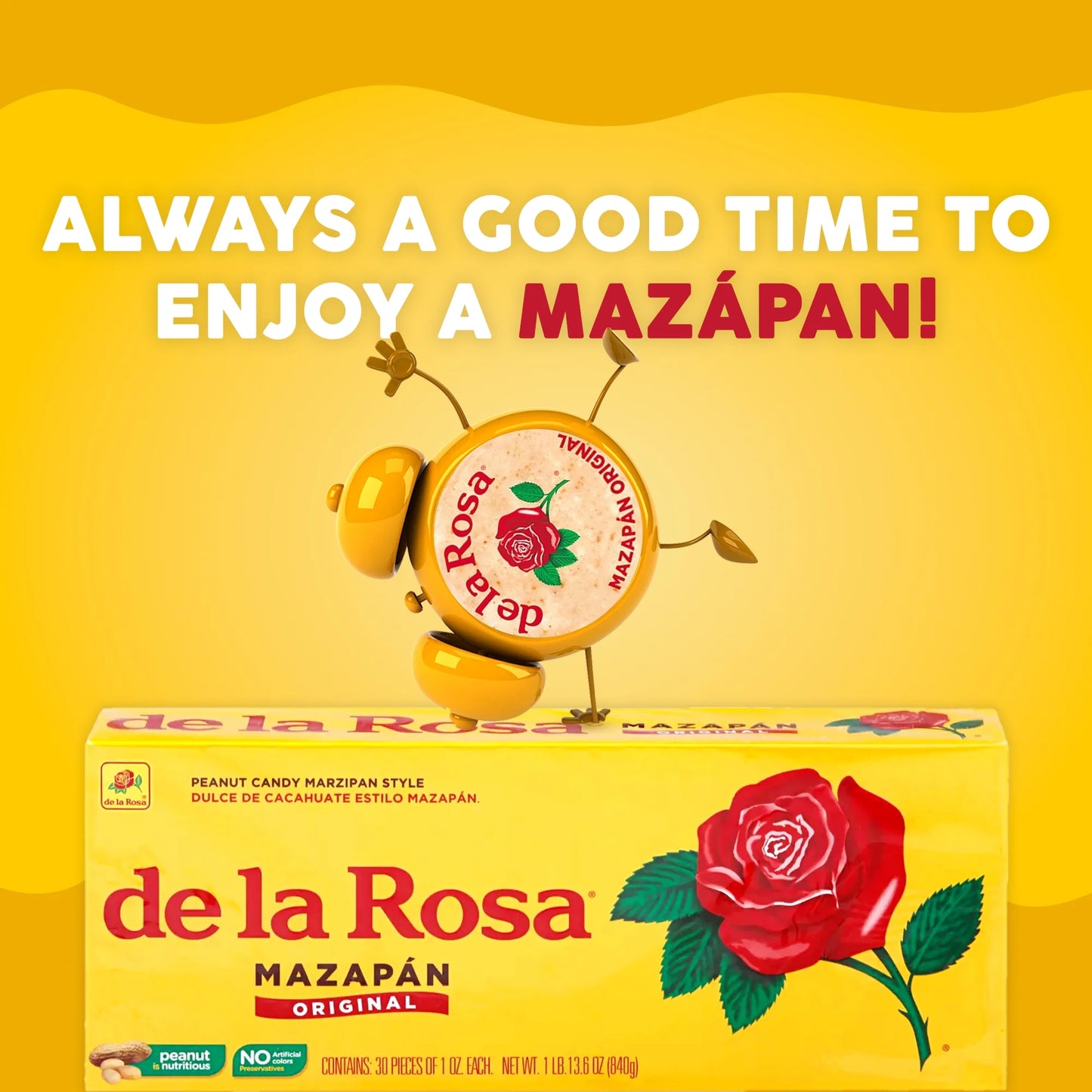 De La Rosa Mazapan Style Mexican Peanut Candy for Snacking and Sharing, 30 Count