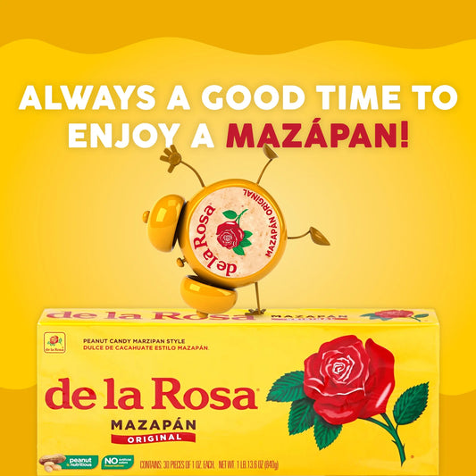 De La Rosa Mazapan Style Mexican Peanut Candy for Snacking and Sharing, 30 Count