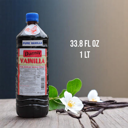 Danncy Vanilla Dark 33.8 DEF29 fl oz (1 L) - Authentic Mexican Vanilla Flavor for Baking and Desserts