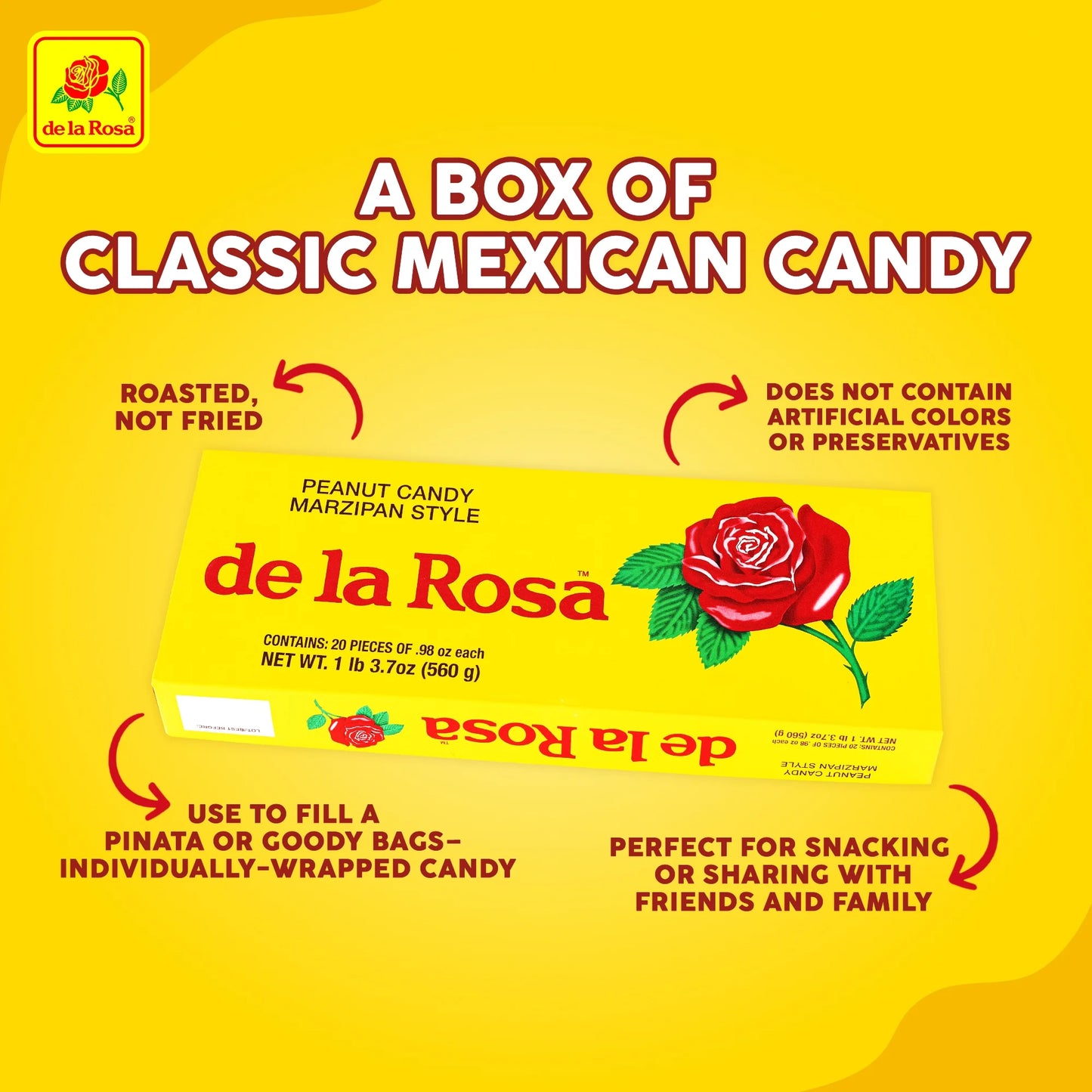 De La Rosa Mazapan Style Mexican Peanut Candy, 20 Count