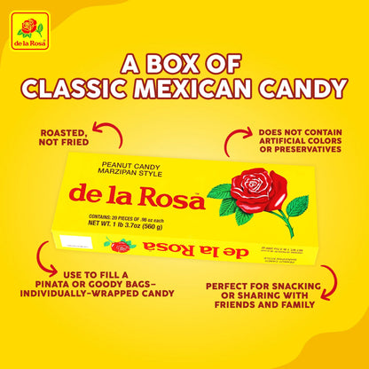 De La Rosa Mazapan Style Mexican Peanut Candy, 20 Count