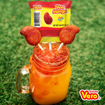 Vero Mango Candy Lollipops with Chili Pepper Powder, 40 Count Bag